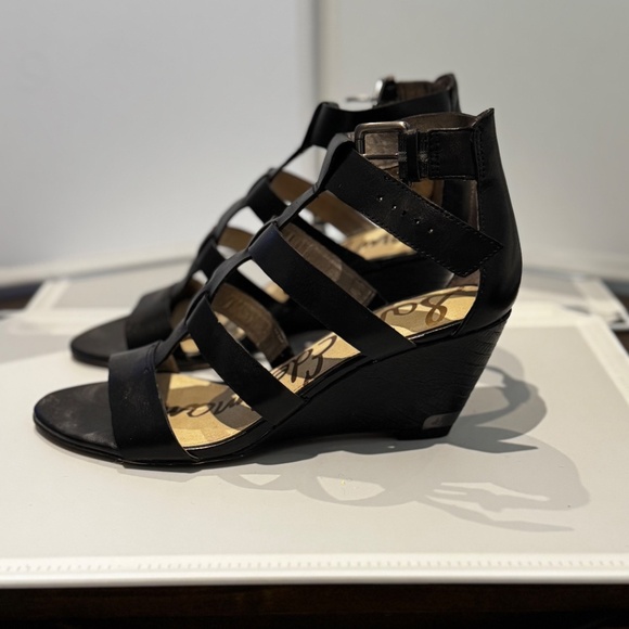 Gladiator Black Sandal Wedges Size 8.5 - Picture 2 of 5